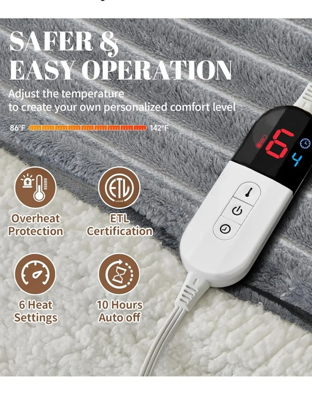 Electric Heated Blanket Queen Size Dual Control